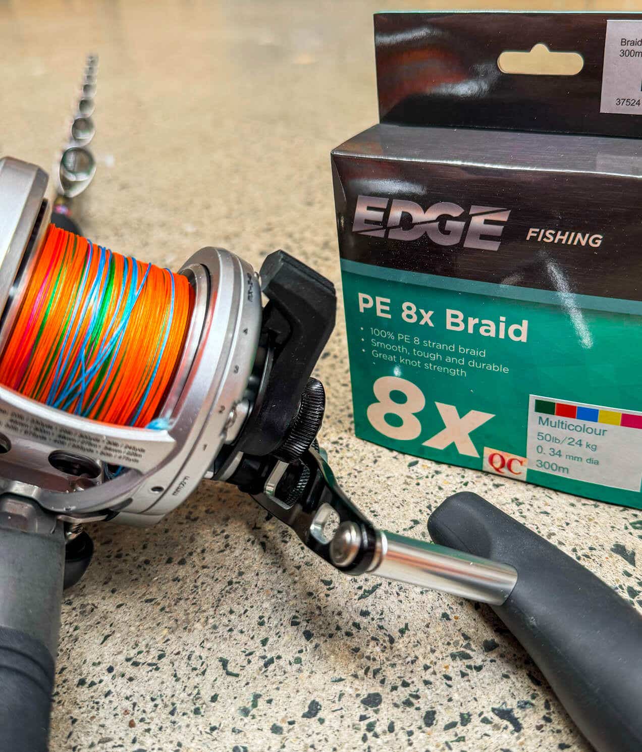 Edge 8X Braid spooled on a Penn Fathom