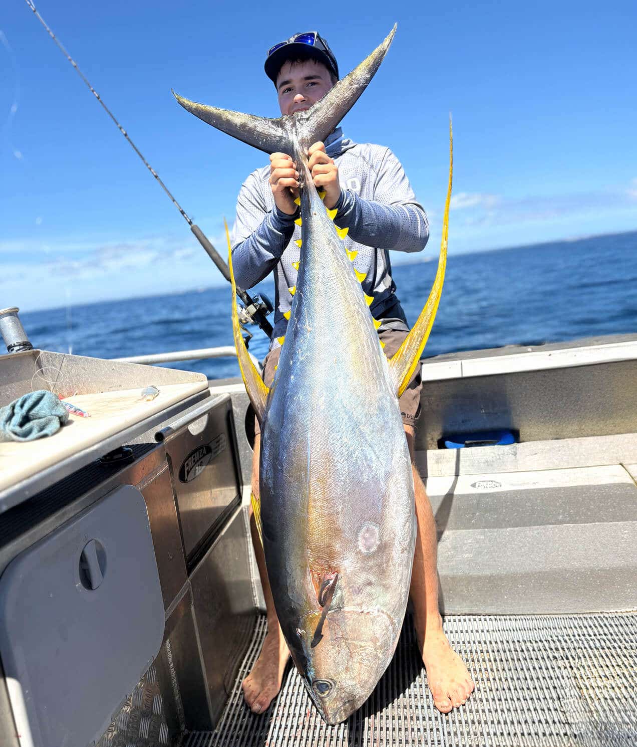 Big Yellowfin Tuna caught on Multi coloured braid